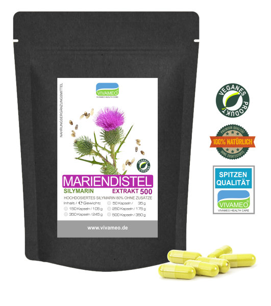 Vivameo ® 50 Mariendistel Kapseln à 700 mg 10:1 Extrakt 80% Silymarin (UV) Beutel (35 g)
