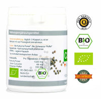 Vivameo ® Bio Kurkuma 180 - 360 Kapseln à 650 mg mit Bio schwarzem Pfeffer, Curcumin