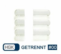 Leerkapseln getrennt • Hartgelatine HGK Größe 00 leere Kapseln • zwei Hälften