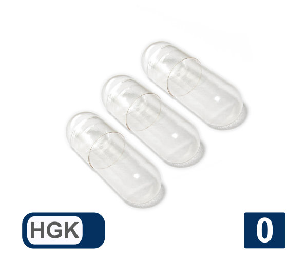 Leerkapseln Gelatinekapseln HGK Größe 0 leere Kapseln transparent • 1.000 Stück