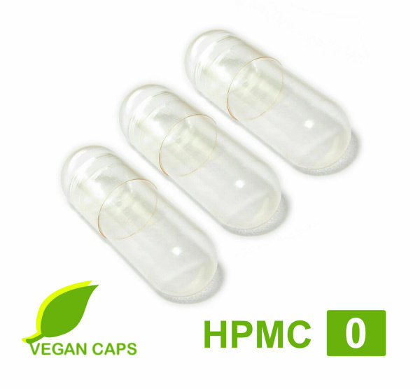 Leerkapseln vegan / vegetarisch HPMC Gr. 0 leere Kapseln Zellulose • 100 Stück