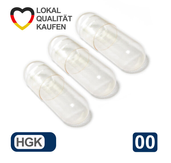 Leerkapseln Gelatinekapseln HGK Größe 00 leere Kapseln transparent • 100 Stück