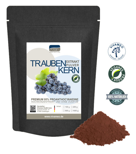OPC Traubenkernextrakt 95% Pulver Traubenkern Extrakt + Zertifikat • 250 g
