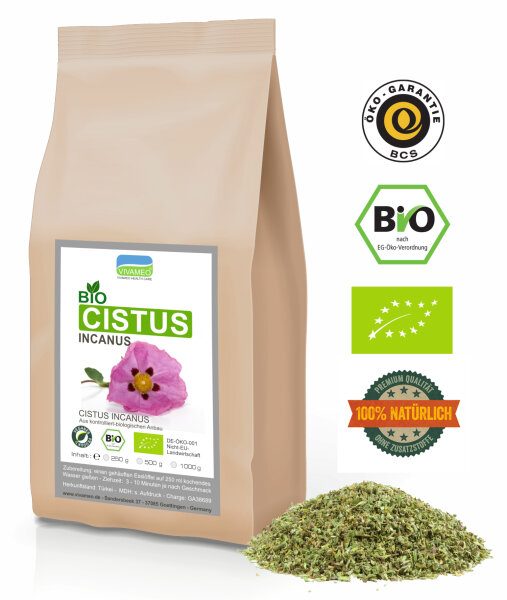 Bio Cistus Incanus • Zistrose Zistrosenkraut geschnitten • Bio Qualität 500 g