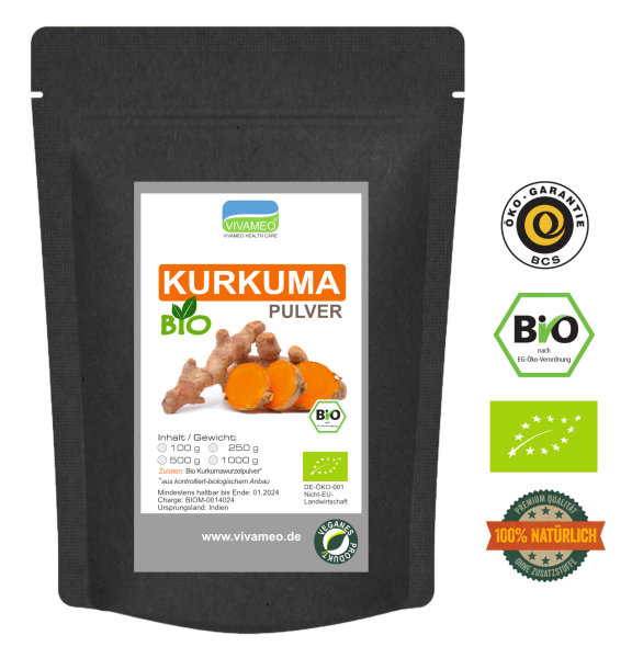 Bio Kurkuma Pulver • Kurkumapulver • Tumeric Powder • Spitzen Qualität 250 g