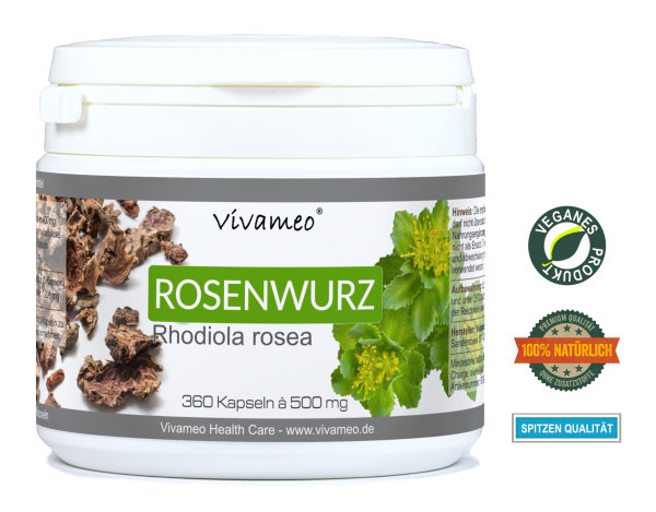 Vivameo ® Rosenwurz Rhodiola rosea Kapseln ohne Zusätze à 500 mg 360 Kapseln • (180 g)