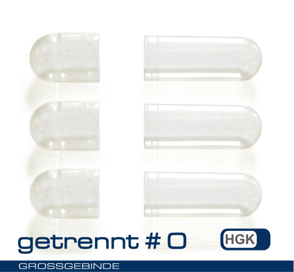 Leerkapseln • HGK Gelatine •  transparent Größe 0 • separate Hälften • VE 90.000 Stück