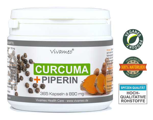 Vivameo ® Kurkuma + Piperin Kapseln 365 - 1095 Kapseln 4560 mg / Tagesdosis