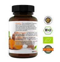 Bio Kurkuma Kapseln à 673 mg mit Bio schwarzem Pfeffer Piperin, Curcumin Vivameo ® • (202 g) 300 Kapseln