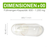 Leerkapseln HPMC • pflanzlich vegan • Größe 00 • Magensaftresistent • Zellulose 200 Stück