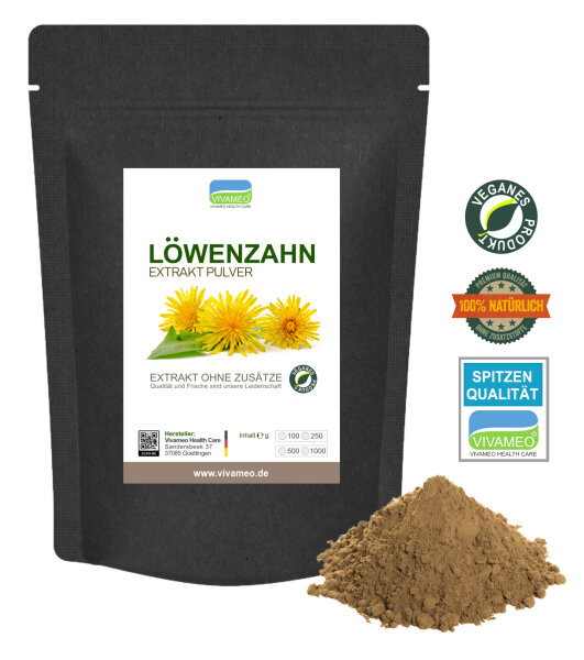 Löwenzahn Extrakt Pulver Dandelion Pharma-Qualität rein ohne Zuätze 100 g